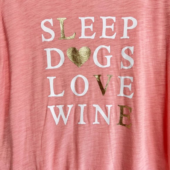 NWT Nordstrom PJ Salvage Sleep Dog Love Wine Graphic Print Short Sleeve T-Shirt - Picture 4 of 10